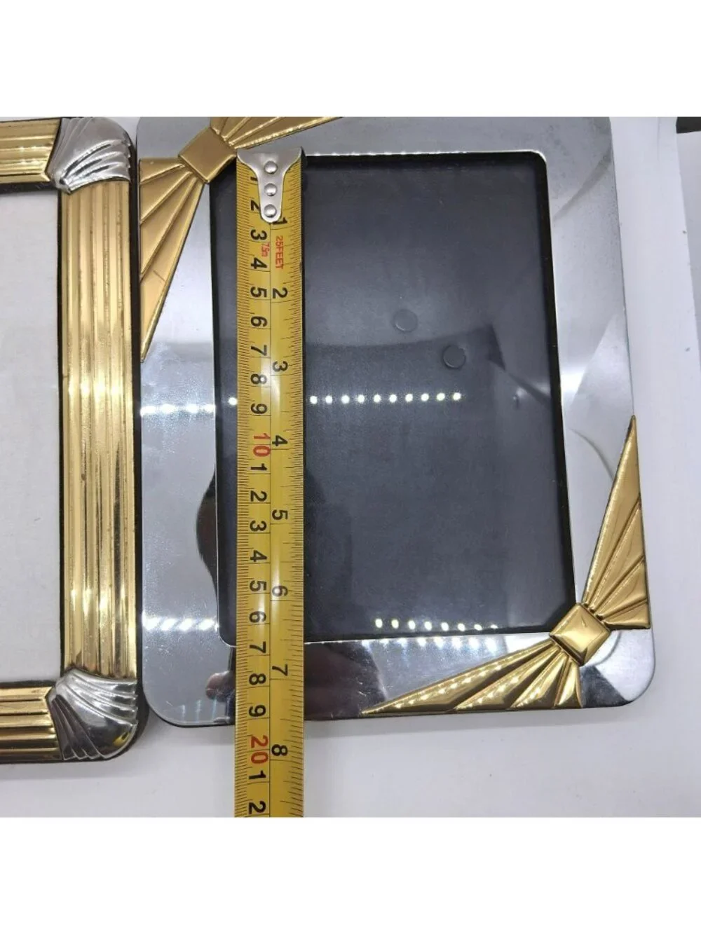 Set Of 4 Vintage Brass & Silver Metal Picture Frames Art Deco Mid Century